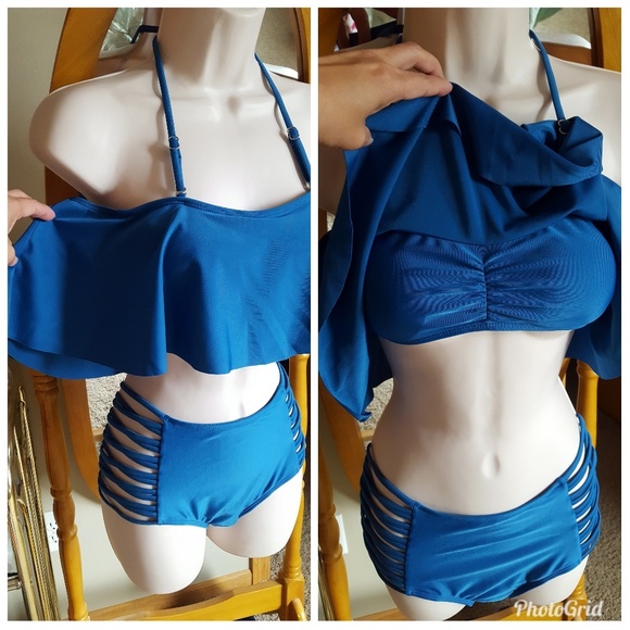 TWO PIECE OFF SHOULDER SWIMSUIT - Picture 2 of 4